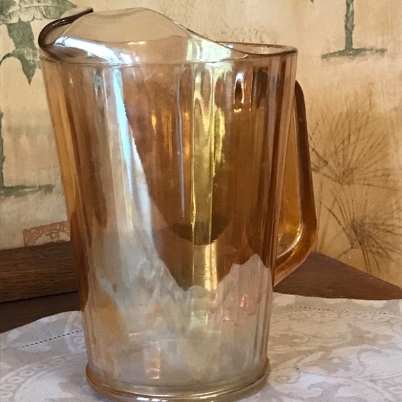 VINTAGE CARNIVAL GLASS IRIDESCENT PITCHER - Picture 2 of 14